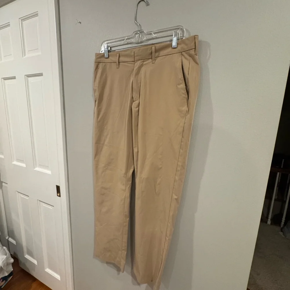 J Crew Thompson Flex Pants Mens 32x29 Khaki Beige Tapered Performance Stretch